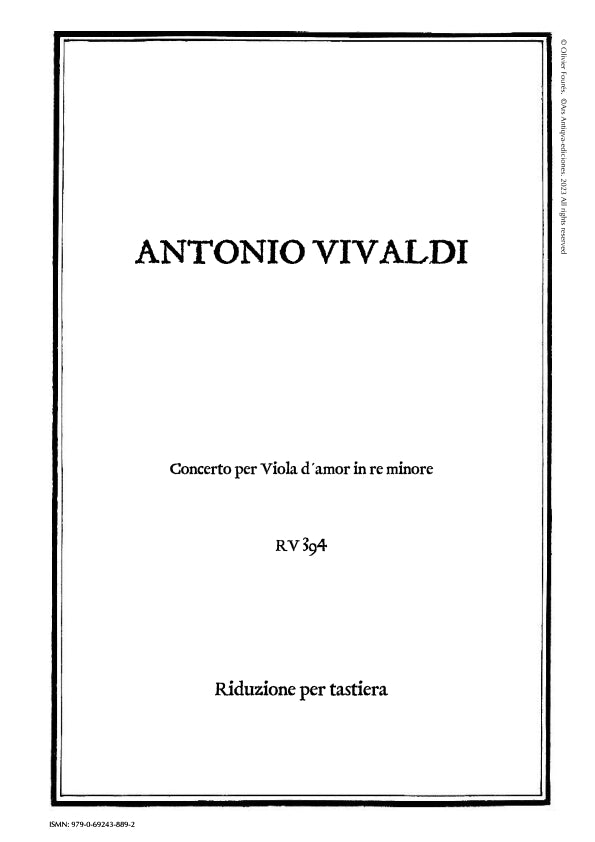 RV 394 Concerto per Viola d´Amor in in re minore