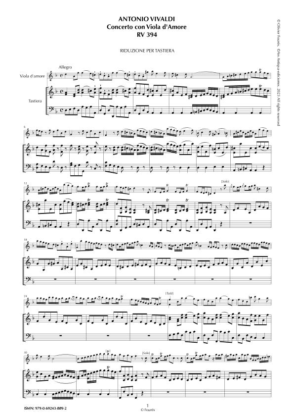 RV 394 Concerto per Viola d´Amor in in re minore