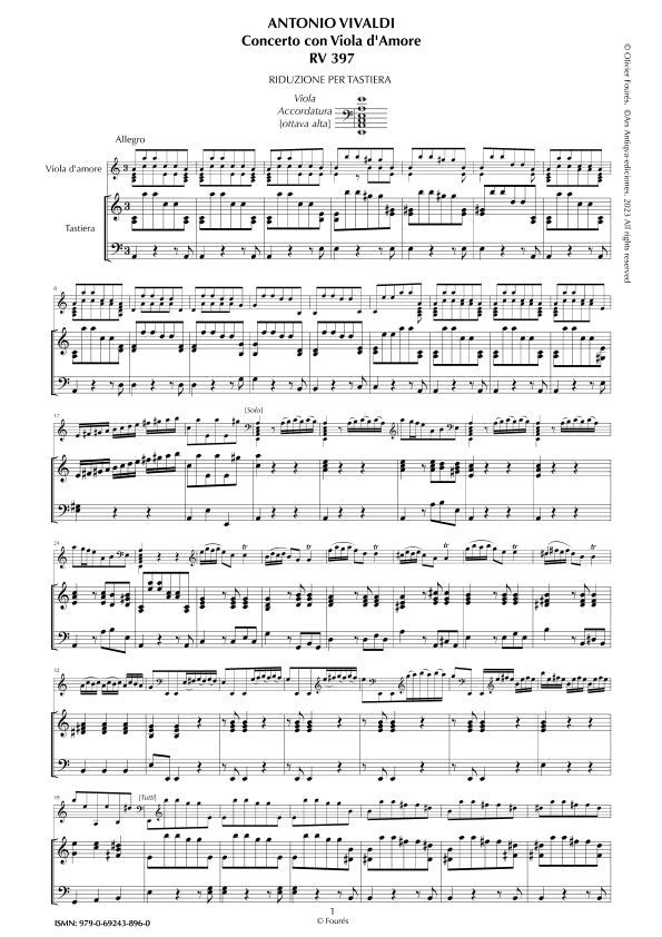 RV 397 Concerto per Viola d´Amor in in la minore