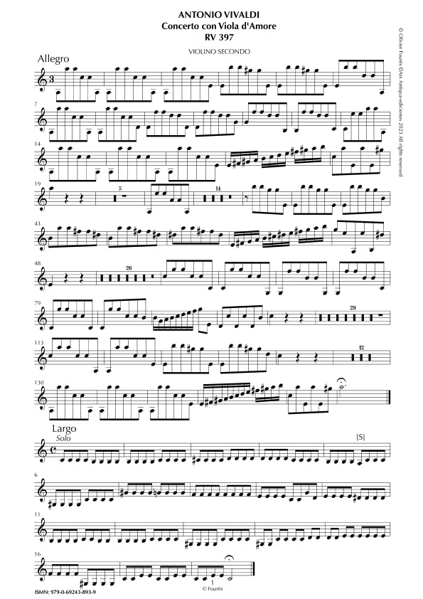 RV 397 Concerto per Viola d´Amor in in la minore
