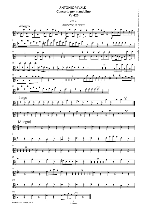 RV 425 Concerto per Mandolino in Do maggiore