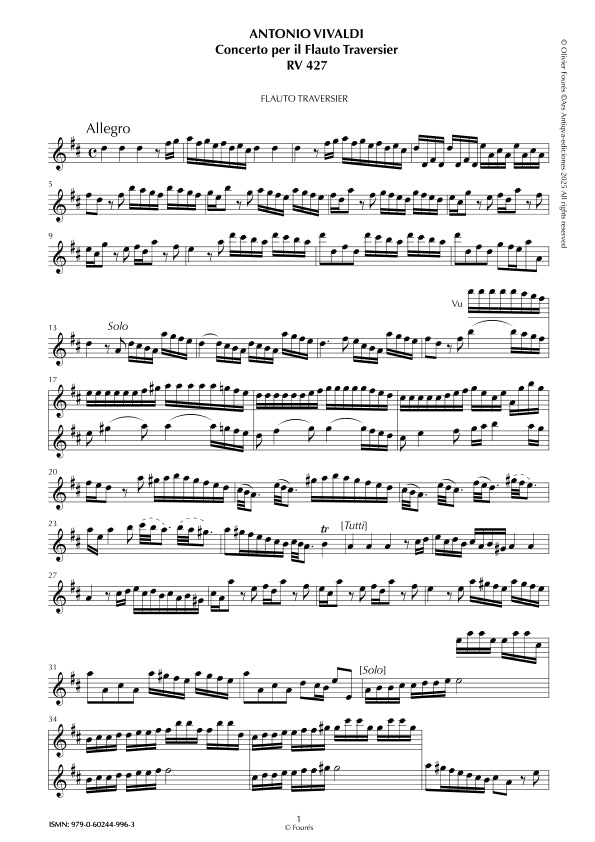 RV 427 Concerto per Traverso in Re maggiore