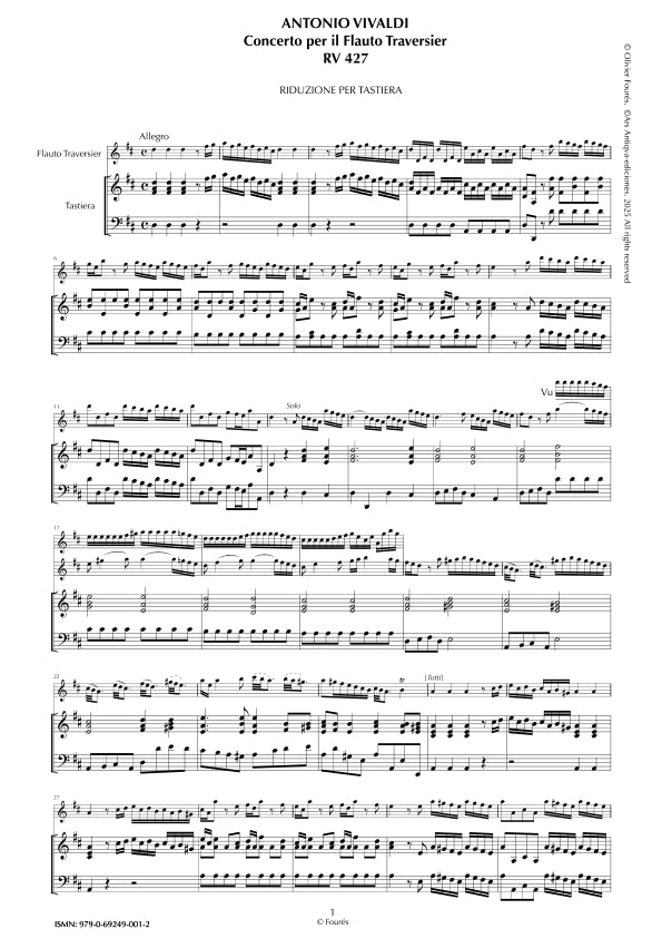 RV 427 Concerto per Traverso in Re maggiore