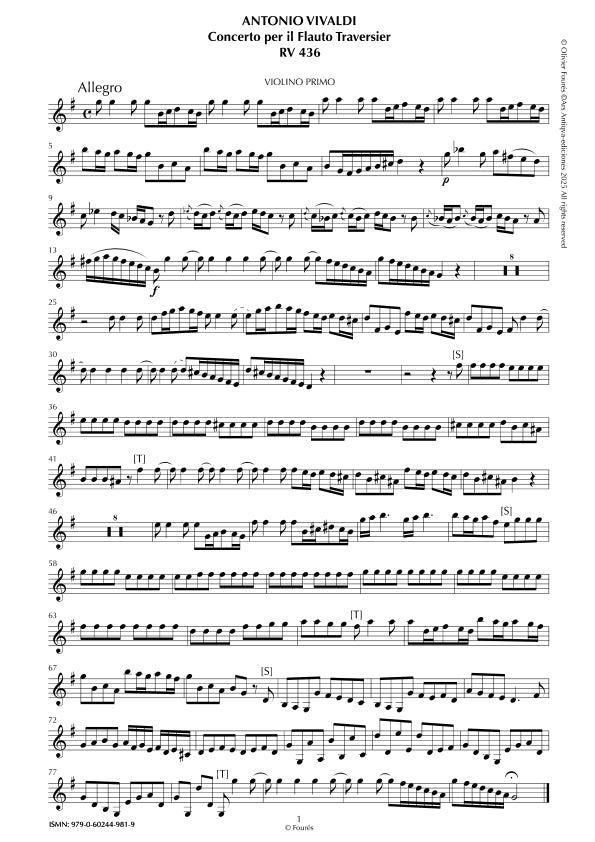 RV 436 Concerto per Flauto Traversier in Sol maggiore