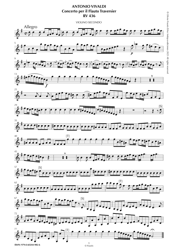 RV 436 Concerto per Flauto Traversier in Sol maggiore