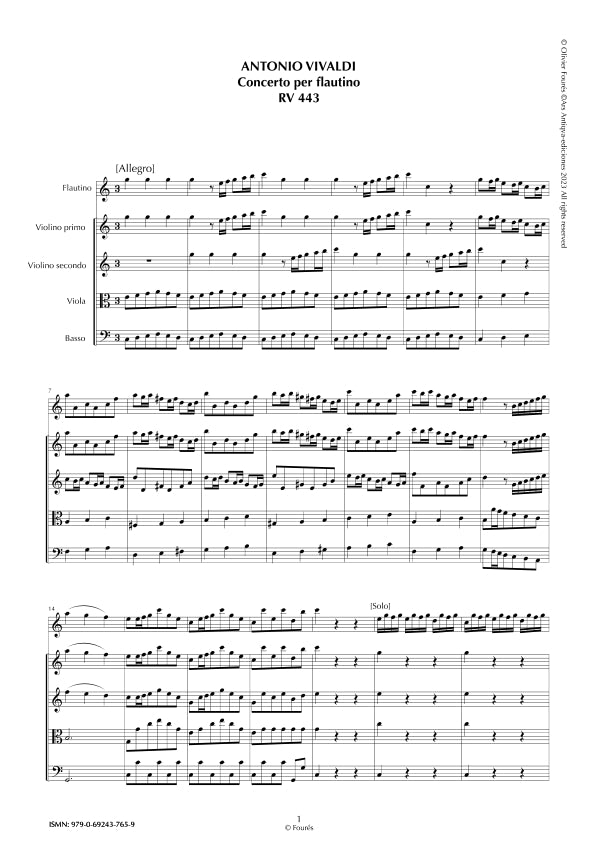 RV 443 Concerto per Flautino in Do maggiore