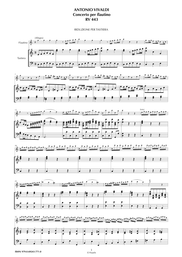 RV 443 Concerto per Flautino in Do maggiore