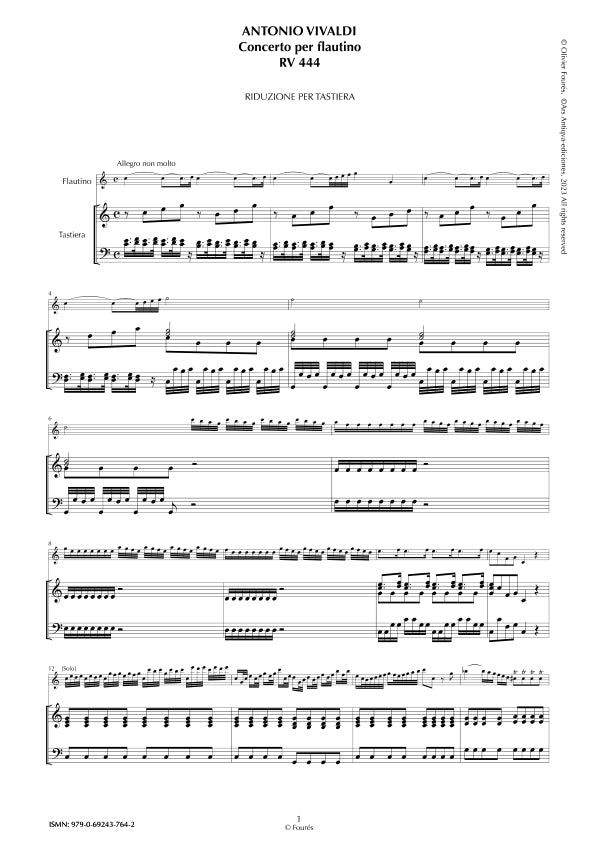 RV 444 Concerto per Flautino in Do maggiore