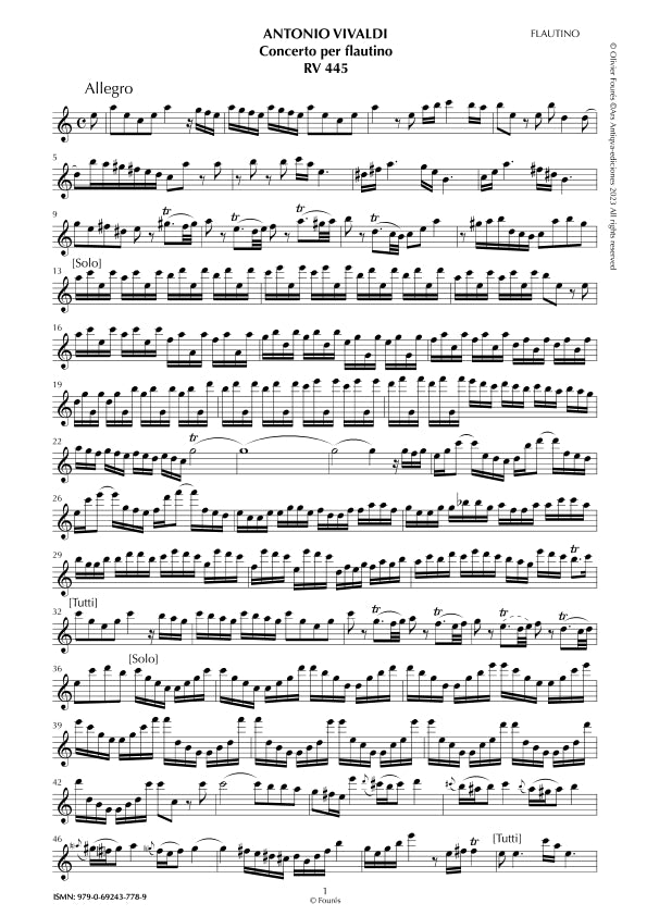 RV 445 Concerto per Flautino in la minore