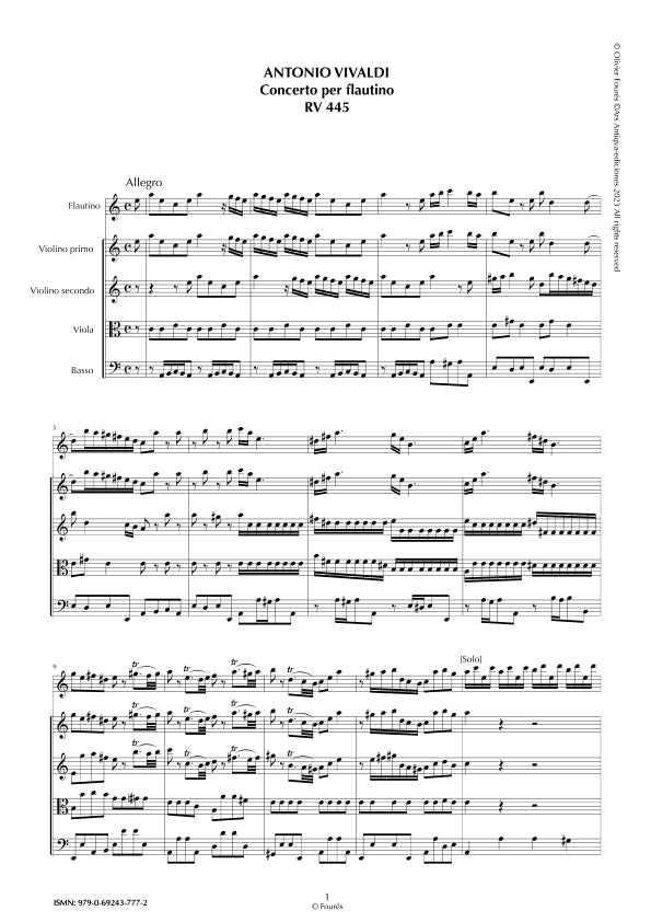 RV 445 Concerto per Flautino in la minore