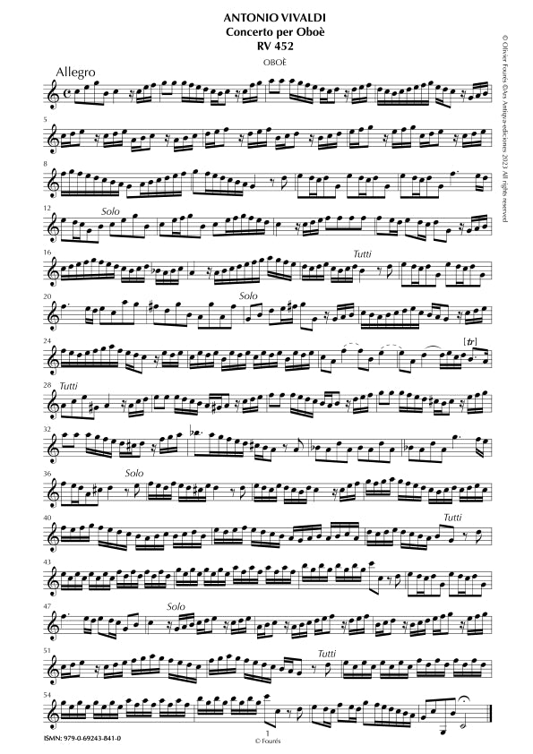RV 452 Concerto per Oboe in Do maggiore