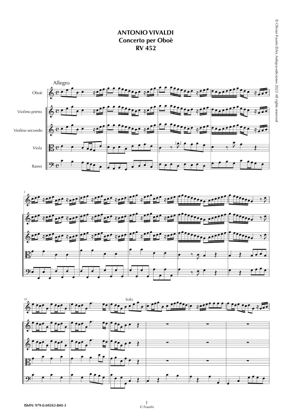 RV 452 Concerto per Oboe in Do maggiore