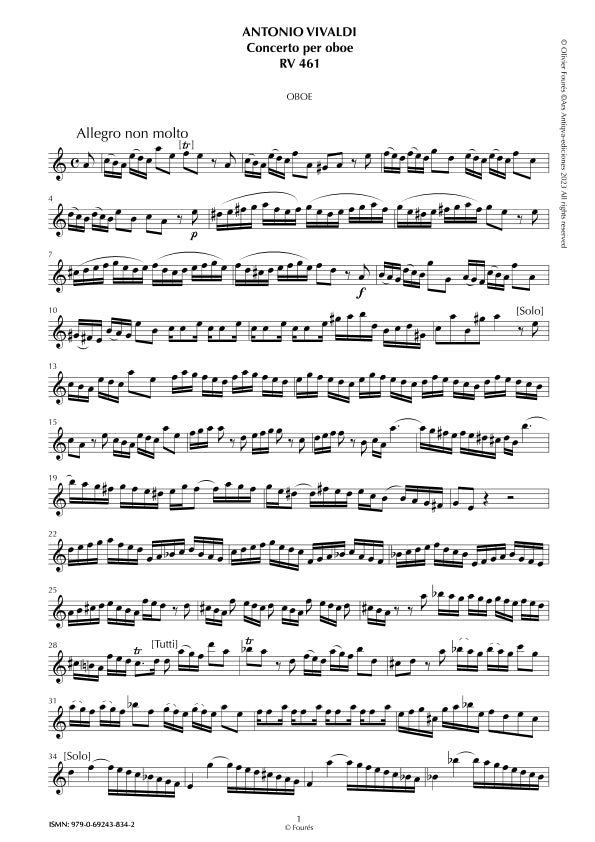 RV 461 Concerto per Oboe in la minore