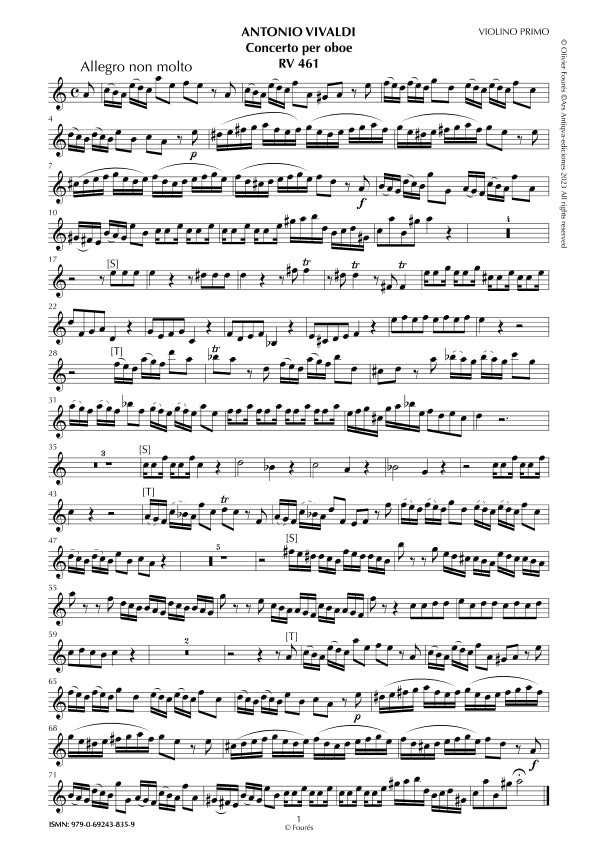 RV 461 Concerto per Oboe in la minore