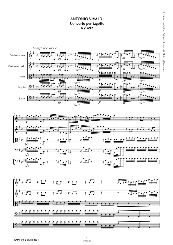 RV 492 Concerto per Fagotto in Sol maggiore