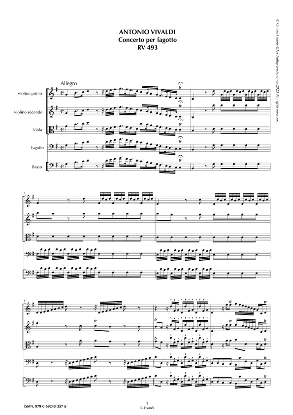 RV 493 Concerto per Fagotto in Sol maggiore