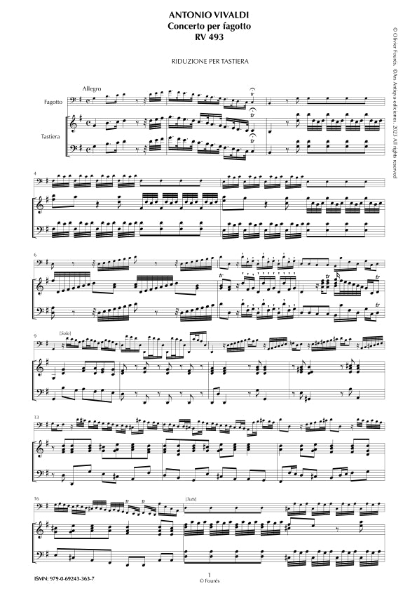 RV 493 Concerto per Fagotto in Sol maggiore