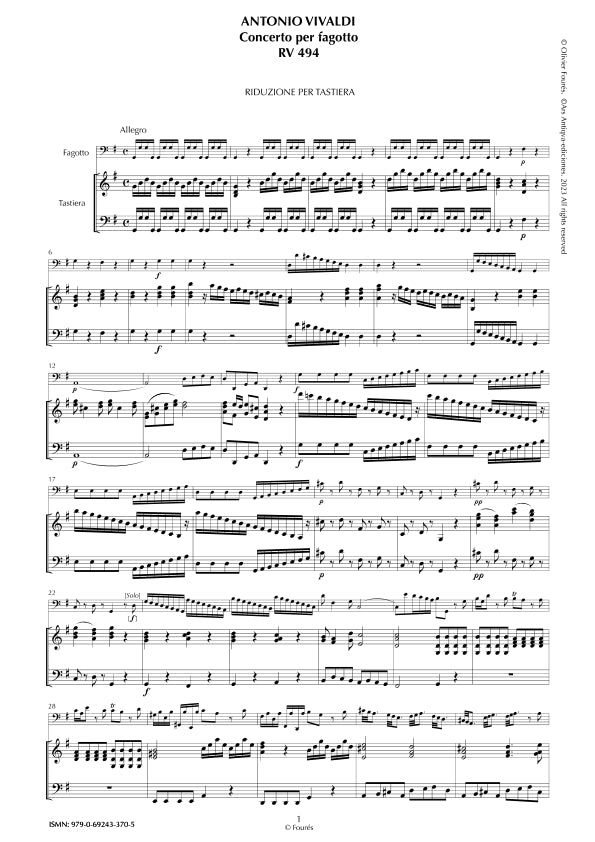 RV 494 Concerto per Fagotto in Sol maggiore