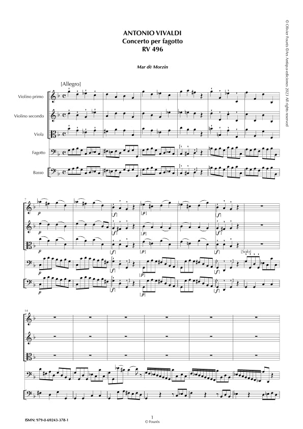 RV 496 Concerto per Fagotto in sol minore "Ma: de Morzin"