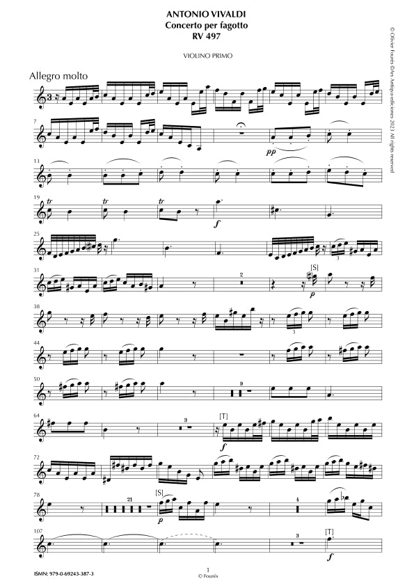 RV 497 Concerto per Fagotto in la minore