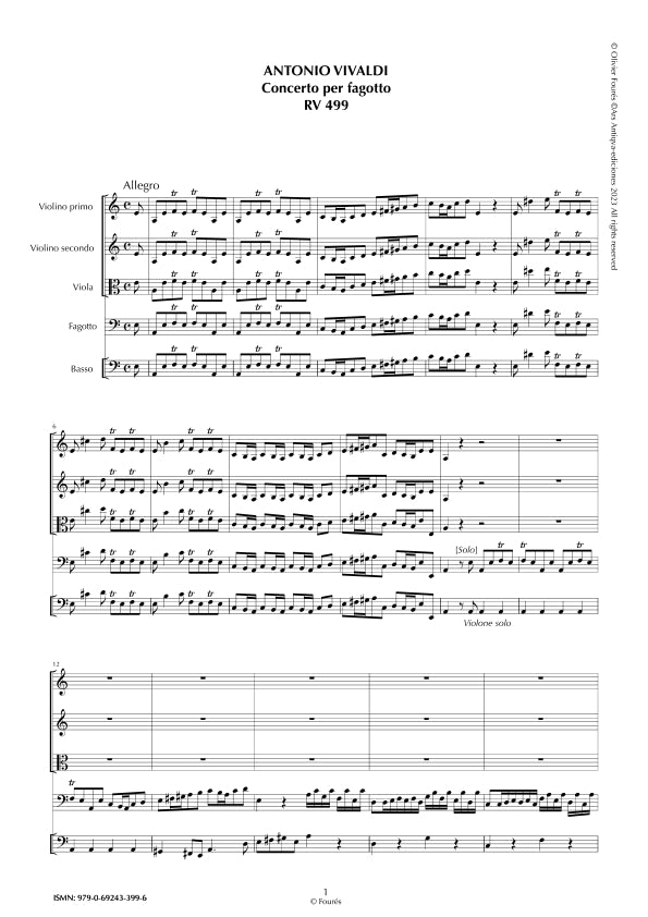 RV 499 Concerto per Fagotto in la minore