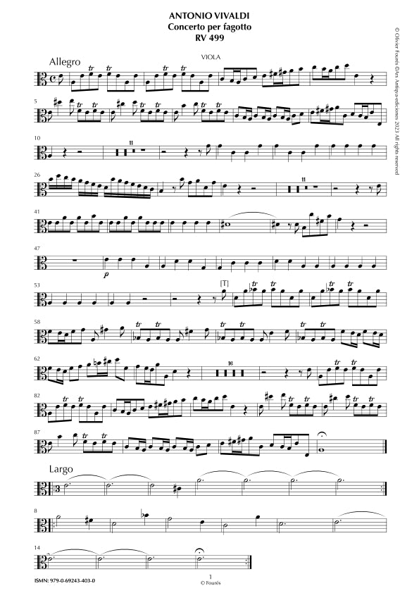 RV 499 Concerto per Fagotto in la minore