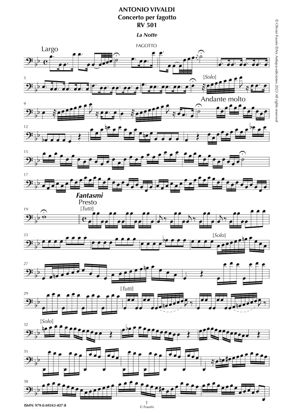 RV 501 Concerto per Fagotto in Si-b maggiore "LA NOTTE"
