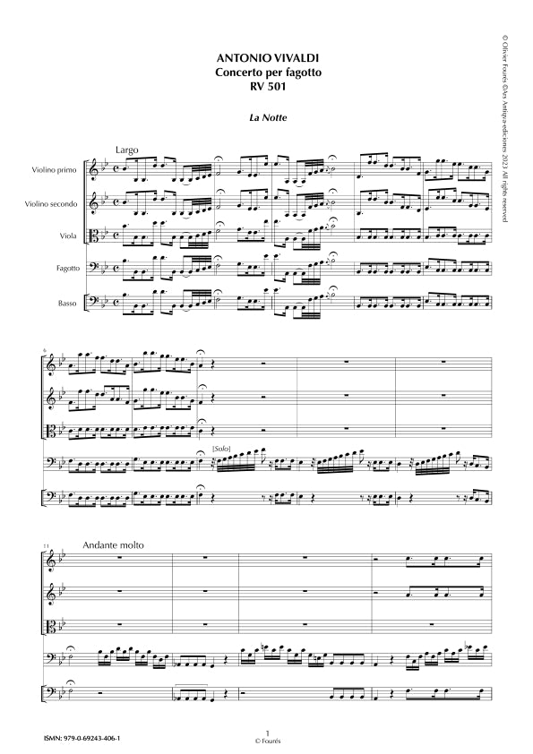 RV 501 Concerto per Fagotto in Si-b maggiore "LA NOTTE"