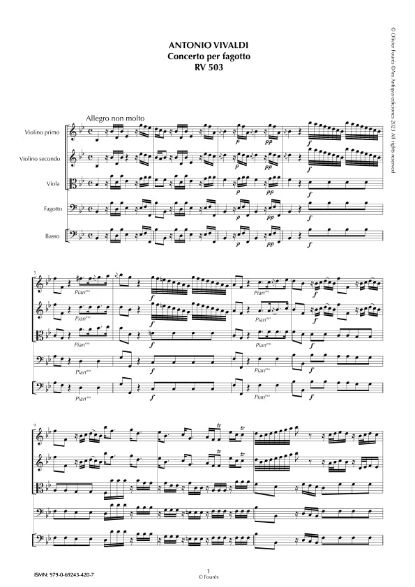 RV 503 Concerto per Fagotto in Si-b maggiore