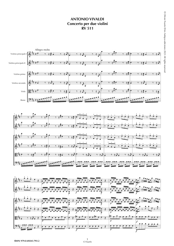 RV 511 Concerto per 2 Violini in Re maggiore