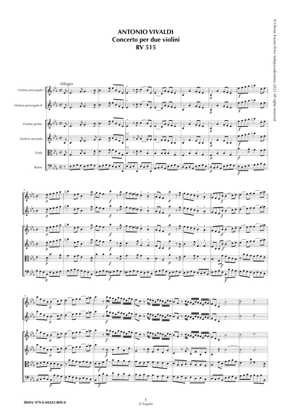 RV 515 Concerto per 2 Violini in Mi-b maggiore