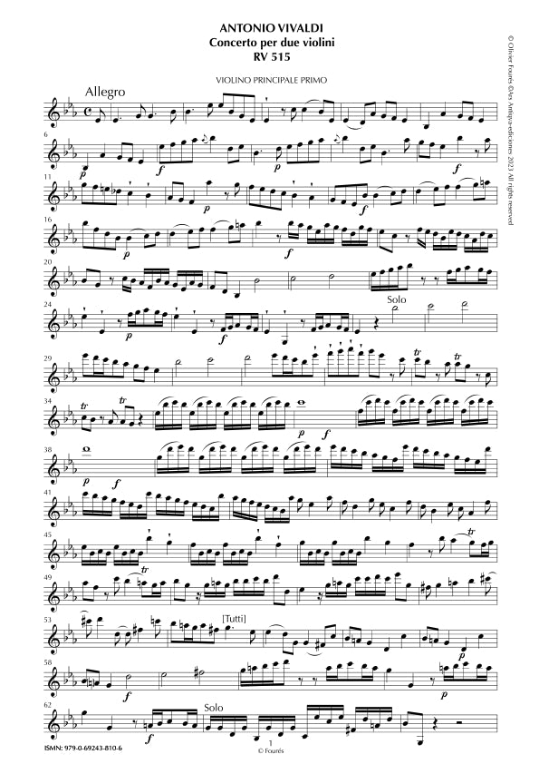 RV 515 Concerto per 2 Violini in Mi-b maggiore