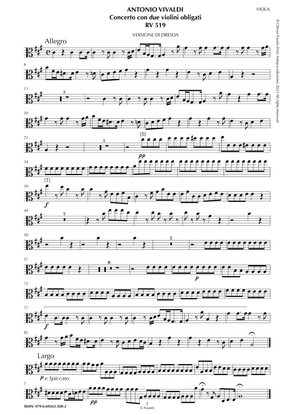 RV 519 Concerto per 2 Violini in La maggiore "L´Estro Armonico" opera terza n.V
