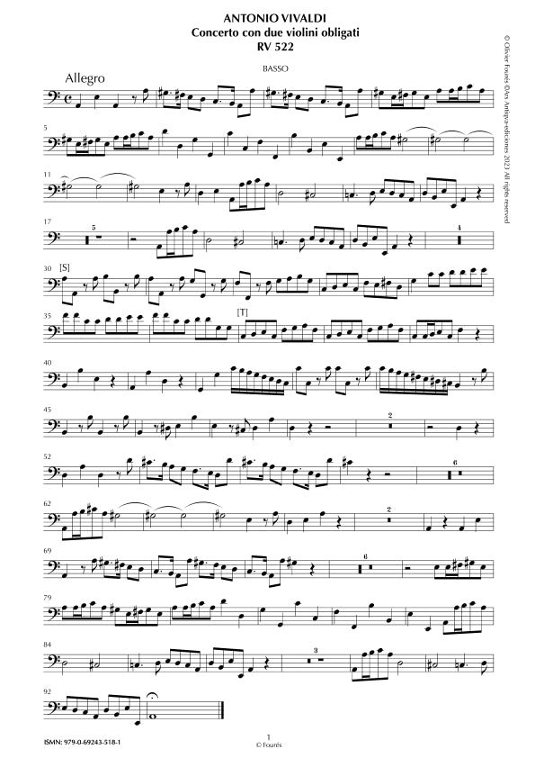 RV 522 Concerto per 2 Violini in la minore "L´Estro Armonico" opera terza n.VIII