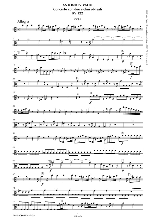 RV 522 Concerto per 2 Violini in la minore "L´Estro Armonico" opera terza n.VIII