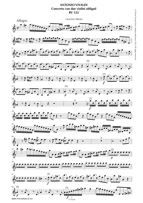 RV 522 Concerto per 2 Violini in la minore "L´Estro Armonico" opera terza n.VIII