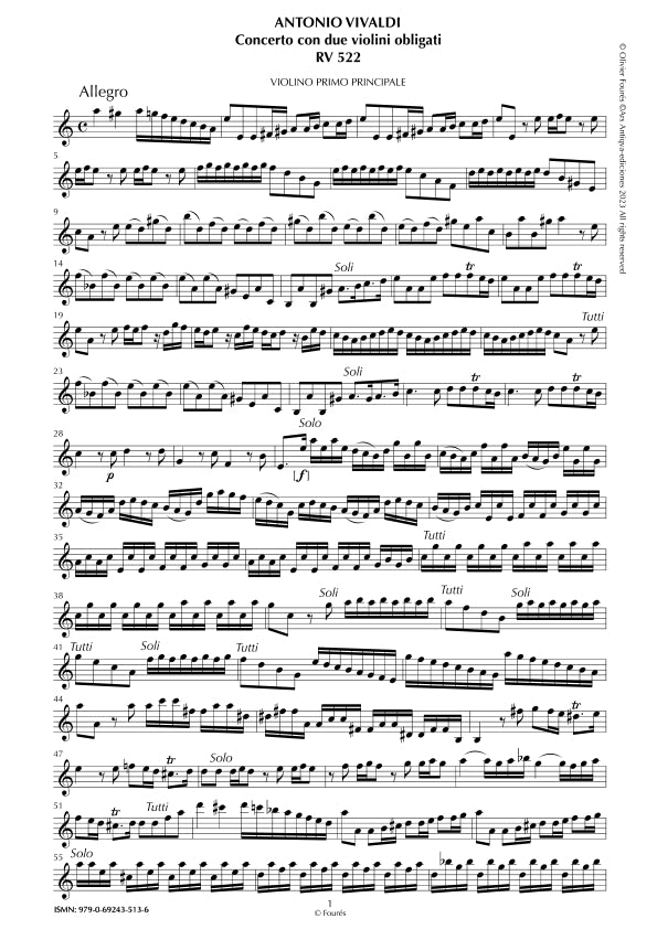 RV 522 Concerto per 2 Violini in la minore "L´Estro Armonico" opera terza n.VIII