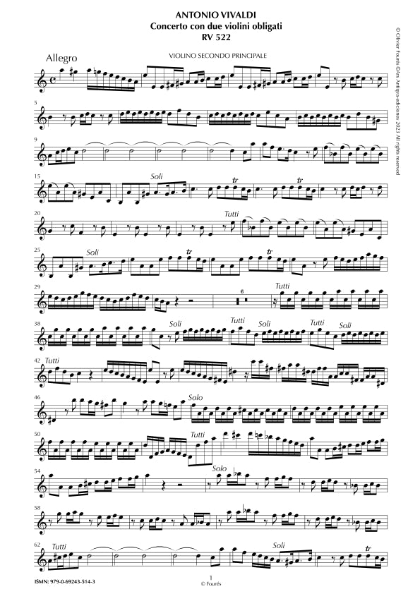 RV 522 Concerto per 2 Violini in la minore "L´Estro Armonico" opera terza n.VIII