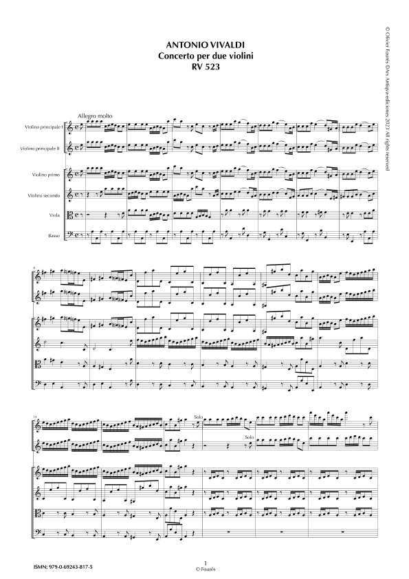 RV 523 Concerto per 2 Violini in la minore