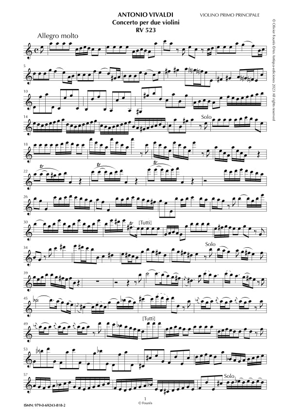 RV 523 Concerto per 2 Violini in la minore