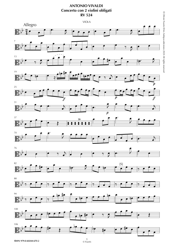 RV 524 Concerto per 2 Violini in Si-b maggiore