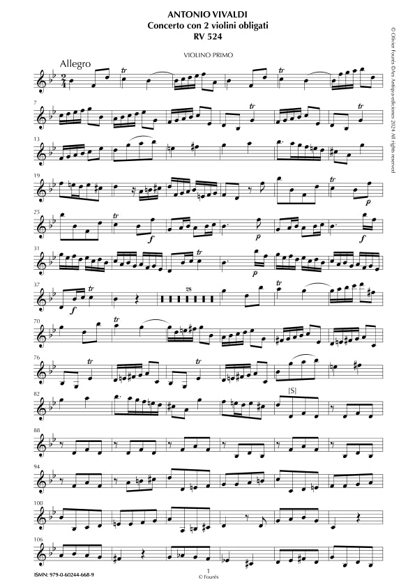 RV 524 Concerto per 2 Violini in Si-b maggiore