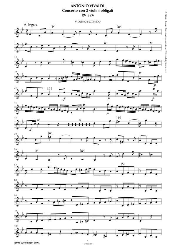 RV 524 Concerto per 2 Violini in Si-b maggiore