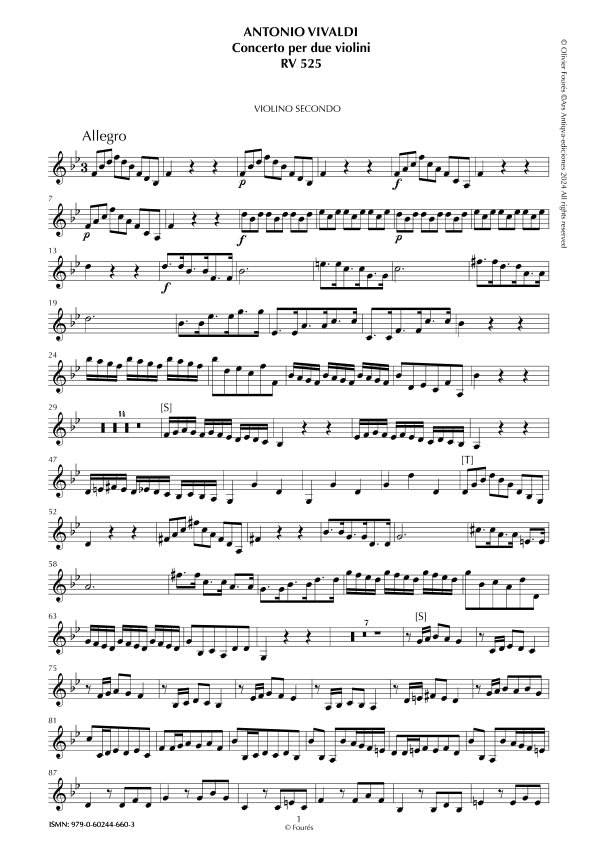 RV 525 Concerto per 2 Violini in Si-b maggiore