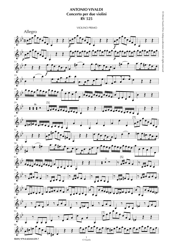 RV 525 Concerto per 2 Violini in Si-b maggiore