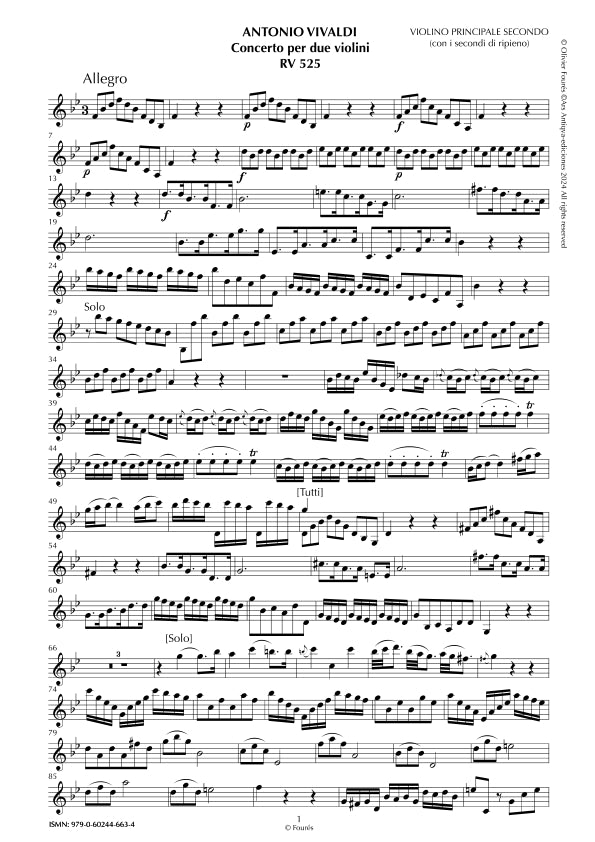 RV 525 Concerto per 2 Violini in Si-b maggiore
