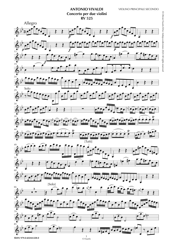 RV 525 Concerto per 2 Violini in Si-b maggiore