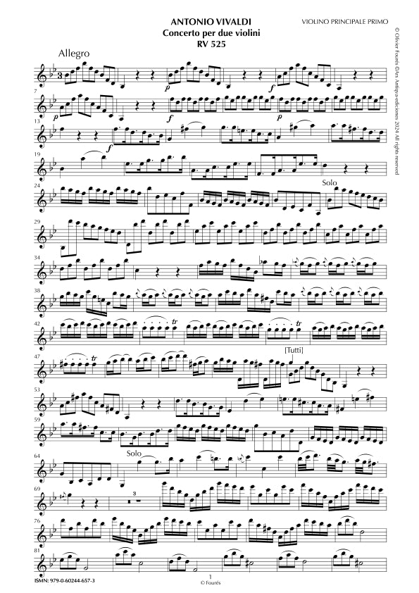 RV 525 Concerto per 2 Violini in Si-b maggiore
