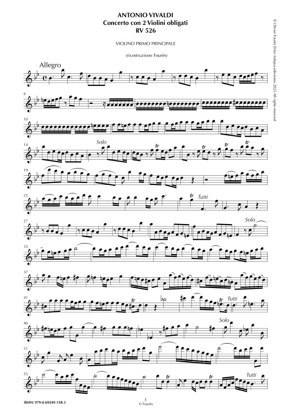 RV 526 Concerto per 2 Violini in Si-b maggiore