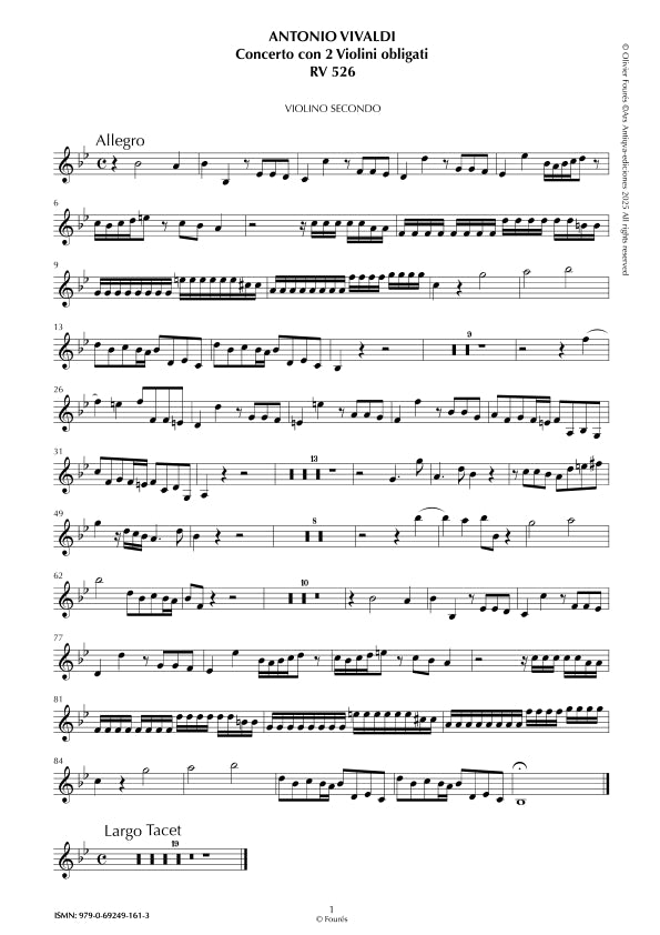 RV 526 Concerto per 2 Violini in Si-b maggiore